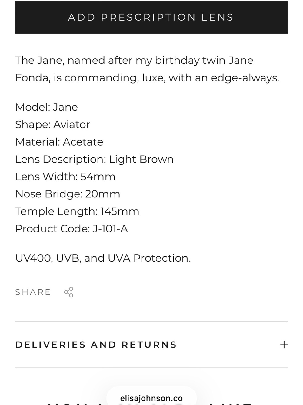 Elisa Johnson Jane Sunglasses - Picture 3 of 3